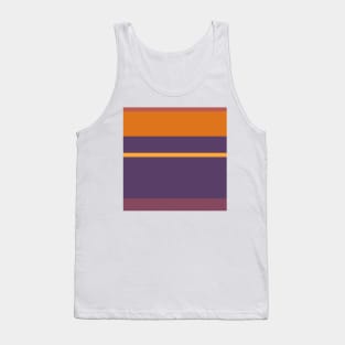 A pretty patchwork of Grape, Deep Ruby, Dark Salmon, Brownish Orange and Yellow Orange stripes. Tank Top